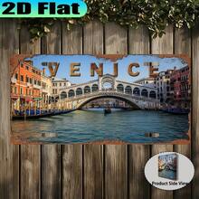 2D Flat Print, 1pc, Vintage Venice Sign Plate, Retro Urban Style, Travel Enthusiast Gift, Souvenir Gift, Suitable For Entryway Wall And Living Room Decor, For Decorative Use Only (Random Style) - A - View 4