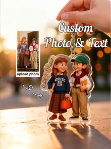 Custom Portrait Acrylic Figurine, Personalized Photo To Cartoon Acrylic Keychain, Custom Photo To Cartoon Acrylic Plaque, Custom Name Ornament, Wedding Keepsake, Anniversary Gift, Suitable For Couples/Friends/Family Custom Cartoon Photo Gift - C-cartoonized Name Accessories - View 4