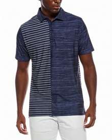 Ben Sherman Mélange Stripe Colorblock Tech Jersey Polo Shirt - Navy - 查看 4