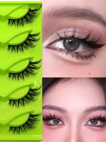 LIMEIKAI 5 Pairs Cartoon Fox Eye False Eyelashes - 3D Delicate Faux Mink Cat Eye Lashes, Create Natural Cat Eye Look - Cat Eye Lashes - View 4