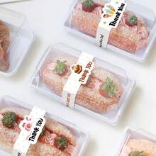50 Stücke glänzende Cupcake-Versiegelungsaufkleber, dekorative Etiketten für Backwaren- und Dessertverpackungen für Kunststoff/Stoff/Holz/unregelmäßig geformte Oberflächen, Einweg-Kuchen-Versiegelungsaufkleber mit englischem Text & Kuchenmustern, süße Bäckerei-Dekorationsartikel für Geburtstage - Verschiedenfarbig - Übersicht 3
