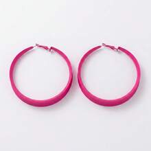 1 Pair Fashionable Exaggerated Classic Geometric Rose Red Women's Hoop Earrings, Suitable For Casual And Daily Wear - Hot Pink - View 2