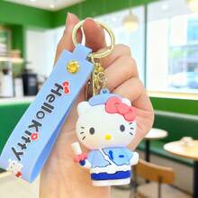 SANRIO 1pc Cartoon Silicone KT Cat Keychain, Cute Cat Car Bag Pendant Key Chain Small Gift - Multicolor - View 13