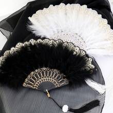 Artificial Feather Fan, Handheld Feather Fan, Vintage 1920s Style, Suitable For Masquerade, Stage Performance, Square Dance, Photography, Advertising, Qipao Show, Graduation Ceremony, Graduation Celebration, Travel Hiking Essential Portable Tool - Fan - View 7