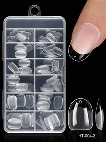 120pcs Matte Soft Gel Full Coverage Square Acrylic Artificial Toenail Tips For Nail Salon And Home Pedicure Nail Care Supplies - 無色 - 查看 10