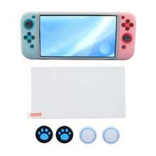 Compatible con Switch OLED, 1 pieza Funda protectora de consola + 4 piezas Tapas de joystick + 1 pieza Protector de pantalla de vidrio templado de alta definición, a prueba de polvo, resistente a arañazos, protección completa a prueba de agua - Ver 14