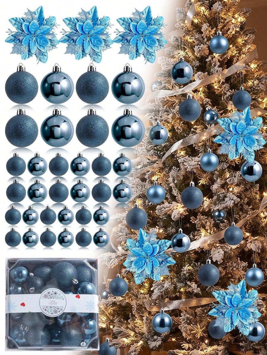 DIY Wreath, Shiny Holiday Decoration Pendant - Blue - View 1