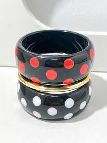 Dopamine Geometric Ring Resin Women's Bracelet Exaggerated Versatile Women's Bangle Set - Multicolor a - View 2