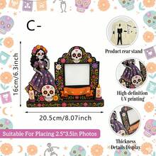 1pc Wooden Photo Frame, Gothic Sugar Skull Altar Decoration Wooden Memorial Photo Frame, Holiday Decorative Plaque, Day Of The Dead Decoration - Picture Frame - View 10