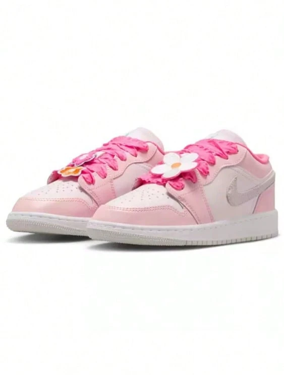 Nike Air Jordan 1 Ruffle Edge Big Kids' Sports Shoes I Retro Skate Shoes - White/Pink - View 1