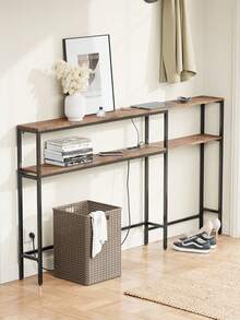 SoBuy | Entrance Console With Power Outlet | Corner Table With Metal Frame | Industrial Sideboard MDF For Living Room | 120*80*101 Cm | Load Capacity 48 Kg - 查看 8