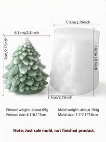 2款聖誕樹矽膠蠟燭模具，極簡莓果聖誕樹與耶誕馬槽場景聖誕樹設計，柔軟矽膠材質易脫模，適用於大豆蠟、香氛石膏、手工皂DIY - 聖誕樹模具 - 查看 4