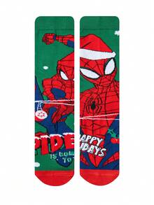 1/2/4 Pairs Disney Spider-Man Christmas Socks For Women, Novelty Long Socks Gift - Multicolor - View 3