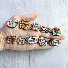 9pcs Number "67" Theme Charm Set, Shoe Charms, Suitable For Shoes, Bags, Bracelets - Detachable Creative Decoration - Ideal Gift For Sports Enthusiasts, Birthday, Christmas, Valentine's Day, Halloween, Cartoon Design - View 9