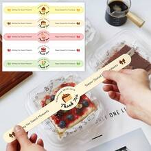 50 Stücke glänzende Cupcake-Versiegelungsaufkleber, dekorative Etiketten für Backwaren- und Dessertverpackungen für Kunststoff/Stoff/Holz/unregelmäßig geformte Oberflächen, Einweg-Kuchen-Versiegelungsaufkleber mit englischem Text & Kuchenmustern, süße Bäckerei-Dekorationsartikel für Geburtstage - Verschiedenfarbig - Übersicht 1