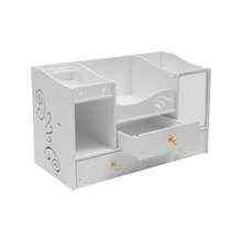 White PVC Cosmetic Organiser, Tabletop Makeup Storage Drawer Case With Mirror, Vanity Unit For Cosmetics, Jewellery For Bedrooms And Student Dormitories - White - View 8
