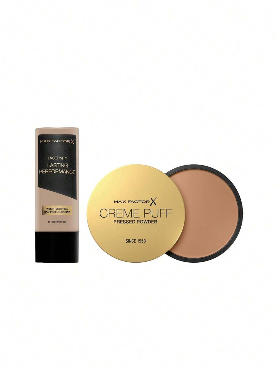 Max Factor [Bundle] Lasting Performance Foundation 111 Deep Beige 35 Ml + Crème Puff Powder Compact 42 Deep Beige 14 G - 111 Deep Beige+42 Deep Beige - View 1
