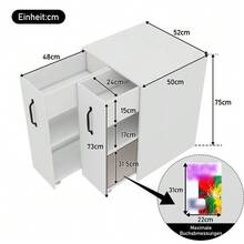 =N880P313969W Small Bookcase With Wheels 52x50x75cm – With Shelves And Drawers, Reversible Left/Right Configuration, Single Element Fully Extendable, With Fall Protection, Bedside Table - 白色 - 查看 4