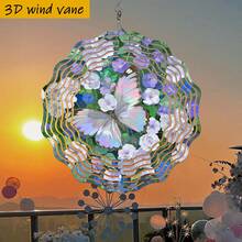 Butterflies Fluttering In Blooming Flower Garden, With Rotating Hook, 360° DIY Creative Wind Spinner, Four Seasons Creative Style Wind Spinner Set, Wind-Powered Rotation, Easy Installation, (Pendant Not Included) Random Style - A - View 8
