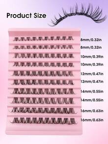 Sibeuna 100 pièces Faux cils D Curl Vacation, cils en grappes simples fins et volumineux 8-16 mm, faux cils en vison, grappes de cils réutilisables, faux cils en grappes simples, cils - D - Voir 5