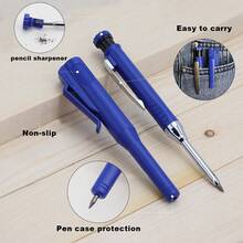 10pcs 2.8mm Metal Deep Hole Carpenter Pencils With Cap And Built-In Sharpener, Durable Marking Tool For Woodworking, Architects, Engineers, Construction Workers, Repairmen And DIY Enthusiasts, 3 Pencils + 3 Caps + 4 Boxes Of Lead - A - View 8