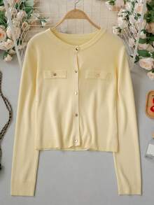 Autumn/Winter New Korean Style Sweet Casual Knit Cardigan For Women, Versatile For Daily Commute Fall - Yellow - View 10