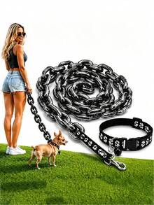 Dog Paw Chain Leash, Lightweight Large Chain Leash, Plastic Faux Iron Chain, Visually Strong And Heavy, Puppy/Kitten Photo Prop, Suitable For Fashionable Pet Owners - Multicolor - View 1