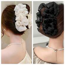 1pc Women's Solid Color Shiny Silk Bow Hair Clip, Elegant And Fashionable, Suitable For Daily Wear (Bow Length 13cm To 15cm). - Regular Model - View 3