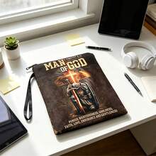 Man Of God 1 Timothy 6:11 印花書包收納袋，聖經金句金色十字拉鍊手腕包收納袋 - 單件 - 查看 3