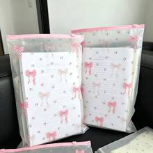 5pcs Cute Bow A4 Document Bags Student Exam Paper Storage Bags / Clothing Storage Bags Organizer, Waterproof Zipper Semi-Transparent Document Bags With Writable Text Marking - Multicolor - View 10