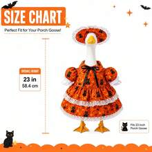 Halloween Black Cat Print Porch Goose Dress , Lace Dress With Sun Hat, For23''Lawn Goose Statue,Holiday Outdoor Yard Porch Decor(Sculpture Excluded) - Multicolor - View 2