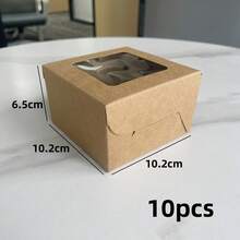 10pcs 4*4*2.5in Birthday Wedding Home Party Festival Heart-Shaped Wavy Transparent Window Dessert Table Gift Baking Pastry Packaging Box Thickened Cardboard Foldable Storage Gift Box Brown / White / Pink / Gold Multi-Color Optional - View 17