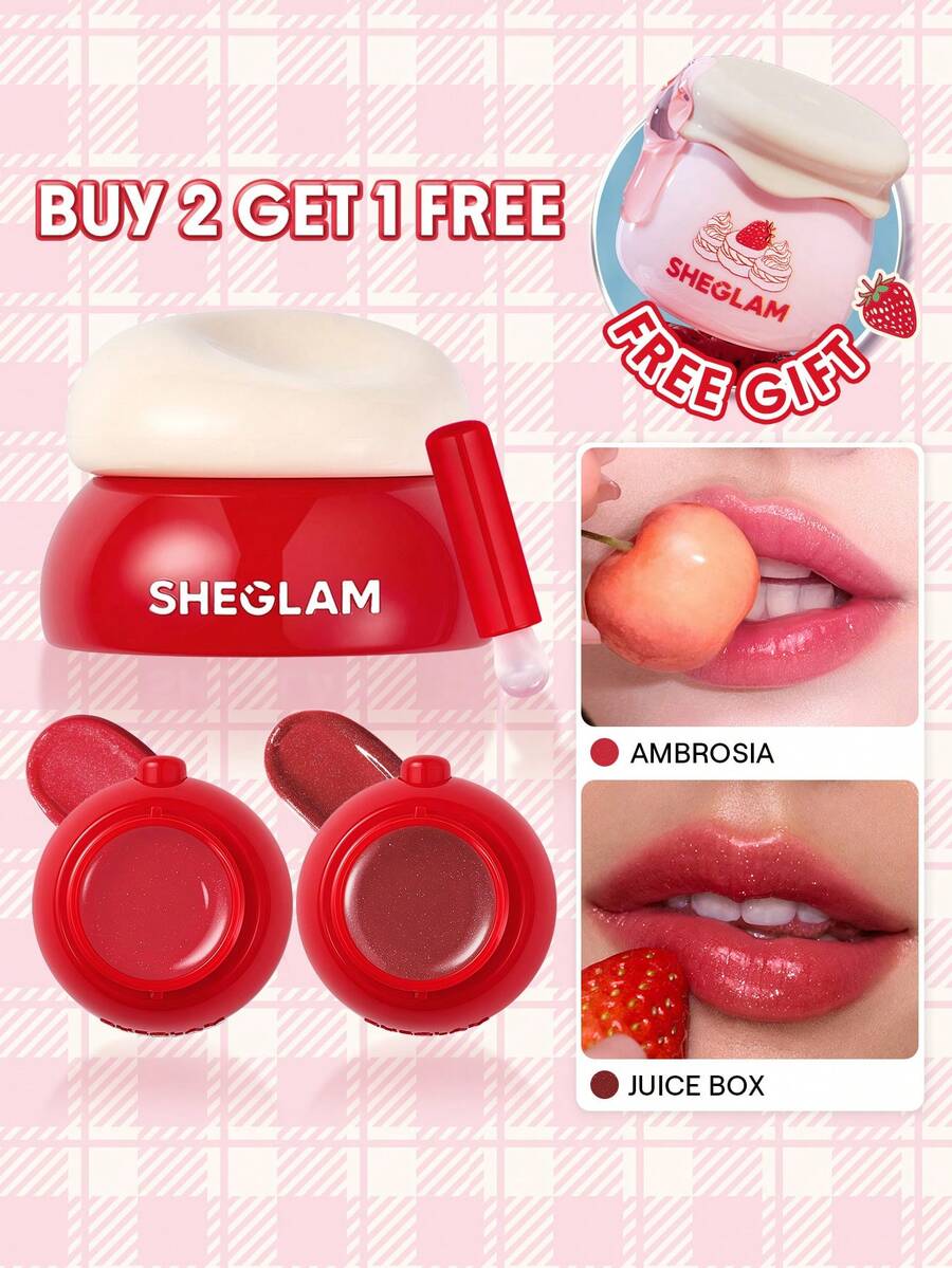 SHEGLAM [3Pcs] Strawberry Lippies Bundle Set Brand Beauty Cosmetic Makeup For Women And Girls - Juice Box+Ambrosia - View 1