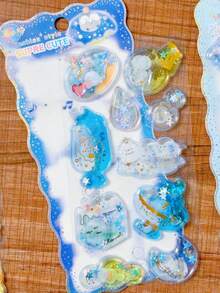 Authentic 3D Colorful Water-Filled Liquid Glitter Crystal Stickers, Cute Rabbit Penguin Animal DIY Handmade Decoration Decals - Multicolor - View 16