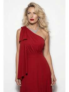 Long Dress For Bridesmaid Wedding Graduation Light Party - Red - View 4