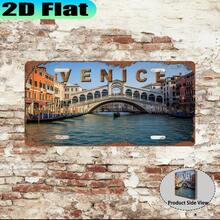 2D Flat Print, 1pc, Vintage Venice Sign Plate, Retro Urban Style, Travel Enthusiast Gift, Souvenir Gift, Suitable For Entryway Wall And Living Room Decor, For Decorative Use Only (Random Style) - A - View 3
