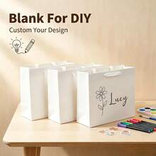 1/5pcs Pink & White Gift Tote Bags With Handles, Elegant Paper Gift Bags, Suitable For Wedding, Bridal Shower, Mother's Day, Birthday, Durable & Lightweight Kraft Paper Packaging, Perfect For Small Gifts, Party Supplies, Halloween, Christmas, Gift Wrapping - Multicolor - View 2
