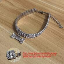1pc Pet Collar, White Necklace, Suitable For Cats And Dogs, Decorated With Bone Pattern, Suitable For All Seasons - Silver - View 12