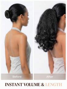 ARABELLA Ponytail Hair Extension Yaki Straight Air-Half Wig 100% Human Hair Lightweight Glueless Install Half Wig With Adjustable Drawstring No Shedding Easy Wearing Beginner Friendly - SNatural - View 7
