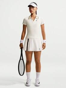 Nike Women's AS W NKCT DF SLAM SS Polo Shirt, Knit Collar Short Sleeve, TIW1210-133 - Beige - View 6