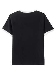 Adidas Originals Men's Sports T-Shirt & Tank Top SS TEE M Contrast Trim Crew Neck Short Sleeve Top KT7762 - Black and White - View 6