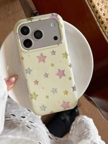 Colorful Star Pattern Double Layer Phone Case Compatible With Apple 17 Pro Max, 16 Pro New Model, 17, 15 Pro, 14, 13, 18 Pro Max, Full Coverage Protective Shell For Women, Niche High Aesthetic Design - Yellow - View 2