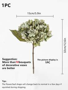 6pcs Artificial Hydrangea Bouquet, Fake Flower Plants, Room Decor, Garden Autumn Decoration, Dining Table Decor, Birthday Party Decoration, Wedding Flower Basket, Bridal Bouquet, Home Decor, Restaurant, Bedroom, Windowsill Decor, Vase Decoration, Valentine's Day Gift, New Year Decoration, Outdoor Garden, Back To School Season - Green - View 9