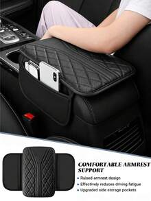 Universal Car Center Console Cover With 2 Storage Pockets - PU Leather Armrest Pad, Waterproof Protective Mat, Scratch-Resistant & Wear-Resistant Interior Accessory, Suitable For SUV, Truck, Vehicle - Style a - View 9