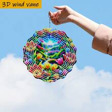 3D 1pc, Colorful Flower Sea Surrounding Dreamy Valley, 10in/360° DIY Creative Wind Spinner "Four Seasons Creative Style Wind Spinner Set, Suitable For Christmas, Halloween, And Other Scenes (Pendant Not Included) Random Style - Multicolor - View 7