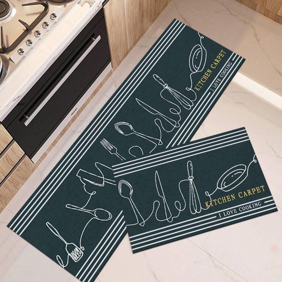 Kitchen Mat & Kitchen Rug - beyaz çatal bıçak takımı - Görünüm 1