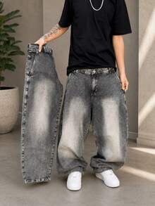 Calça barrel Jeans balão extra larga plus size 100% algodão dazzling original skate streewear - Cinza pedra - Visão 6