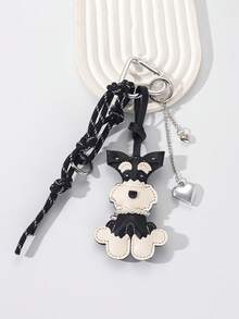 Cute Schnauzer Puppy Keychain, Y2K Leather Dog Pendant, Handmade Woven Charm, Phone Chain, Bag Decoration, Gift For Friends, Birthday Holiday - Multicolor - View 11