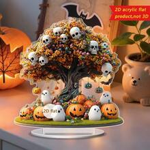 Halloween Pumpkin Ghost Skeleton Decorative Tree 2D Acrylic Home Living Room Desktop Ornament Holiday Prop - C - View 8