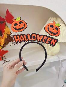 1pc Halloween Letter Pumpkin Headband, Felt Jack-O'-Lantern Pumpkin Headband, Fun Holiday Cosplay Party Women's Hair Accessory, Candy House Photo Prop - One Size Fits All - View 2